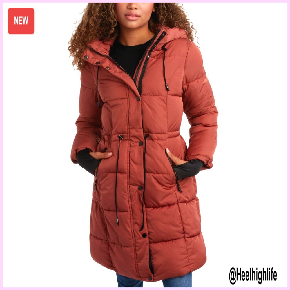 Long Hooded Quilted Puffer Parka Jacket, Insulated Winter Coat for Women